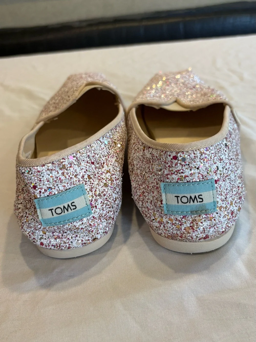 TOMS Women's Pink Multi-Glitter Slip-On Flats